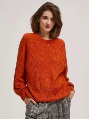 Zdjęcie produktu Ażurowy sweter damski pomarańczowy Moodo