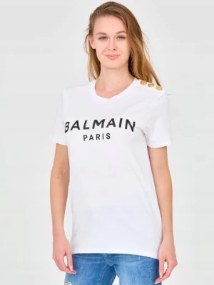 Zdjęcie produktu BALMAIN Biały damski t-shirt z guzikami