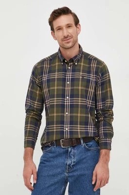 Zdjęcie produktu Barbour koszula bawełniana Edgar męska kolor zielony slim z kołnierzykiem button-down