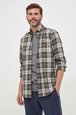 Zdjęcie produktu Barbour koszula bawełniana męska kolor zielony slim z kołnierzykiem button-down