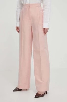 Zdjęcie produktu Barbour spodnie z domieszką lnu kolor różowy szerokie high waist LTR0360