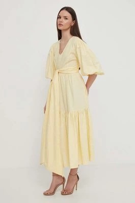 Zdjęcie produktu Barbour sukienka lniana Modern Heritage kolor żółty maxi rozkloszowana LDR0770