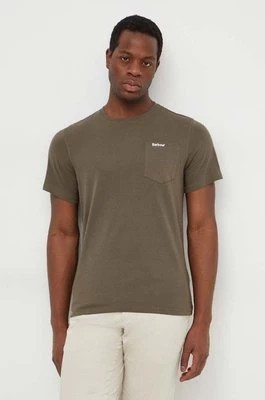 Zdjęcie produktu Barbour t-shirt bawełniany kolor zielony gładki MTS1114
