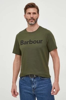 Zdjęcie produktu Barbour t-shirt bawełniany kolor zielony z nadrukiem MTS0531