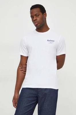 Zdjęcie produktu Barbour t-shirt bawełniany męski kolor biały z nadrukiem MTS1119