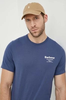 Zdjęcie produktu Barbour t-shirt bawełniany męski kolor niebieski z nadrukiem MTS1119