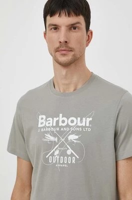 Zdjęcie produktu Barbour t-shirt bawełniany męski kolor zielony z nadrukiem MTS1256