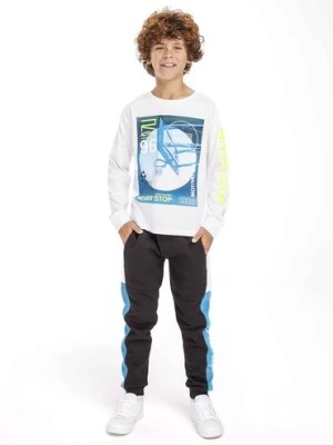 Zdjęcie produktu Bawełniana bluzka biała chłopięca z nadrukiem Minoti
