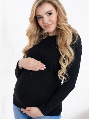 Zdjęcie produktu Bawełniana bluzka z długim rękawem dla kobiet w ciąży - czarna FORMOMMY