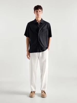 Zdjęcie produktu Bawełniana Koszula Z Krótkim Rękawem - Granatowy - - Massimo Dutti - Mężczyzna