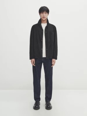 Zdjęcie produktu Bawełniana Koszulka Z Krótkim Rękawem − Studio - Surowy - - Massimo Dutti - Mężczyzna