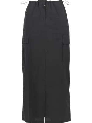 Zdjęcie produktu Bawełniana Spódnica Midi z Kieszeniami Bocznymi i Zapięciem na Przodzie Ottod'Ame