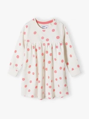 Zdjęcie produktu Bawełniana sukienka niemowlęca z długim rękawem w kropki 5.10.15.