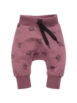 Zdjęcie produktu Bawełniane fioletowe spodnie dziewczęce z nadrukiem Pinokio