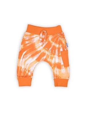 Zdjęcie produktu Bawełniane spodnie dresowe niemowlęce we wzory pomarańczowe Nicol