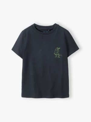 Zdjęcie produktu Bawełniany czarny t-shirt chłopięcy z dinozaurem 5.10.15.
