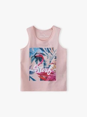 Zdjęcie produktu Bawełniany T-shirt bez rękawów z miękką grafiką dla dziewczynki - różowy Lincoln & Sharks by 5.10.15.