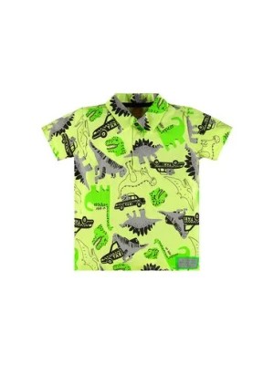 Zdjęcie produktu Bawełniany t-shirt chłopięcy w dinozaury z kołnierzykiem Up Baby