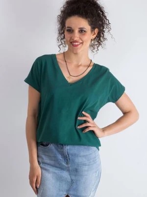 Zdjęcie produktu Bawełniany t-shirt damski- ciemnozielony BASIC FEEL GOOD