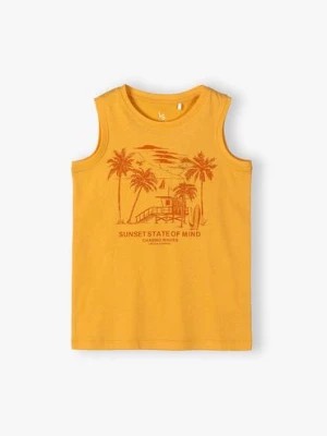 Zdjęcie produktu Bawełniany T-shirt dla chłopca - pomarańczowy Lincoln & Sharks by 5.10.15.