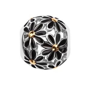 Zdjęcie produktu Beads srebrny pokryty czarną emalią - kwiaty - Dots Dots - Biżuteria YES