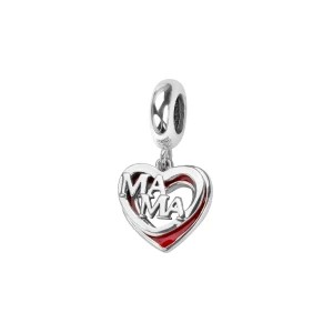 Zdjęcie produktu Beads srebrny pokryty czerwoną emalią - serce - Dots Dots - Biżuteria YES