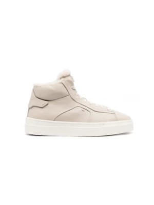 Zdjęcie produktu Beige High-Top Sheepskin Sneakers Santoni