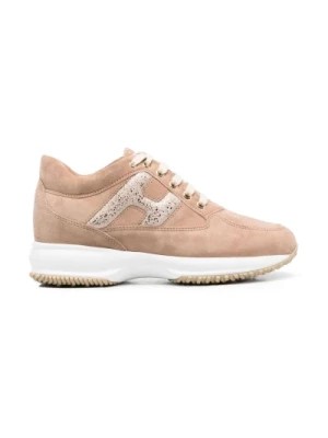 Zdjęcie produktu Beige Low-Top Sneakers z Logo Patch Hogan