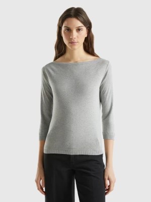 Zdjęcie produktu Benetton, 100% Cotton Boat Neck Sweater, size L, Light Gray, Women United Colors of Benetton