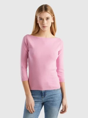 Zdjęcie produktu Benetton, 100% Cotton Boat Neck Sweater, size L, Pastel Pink, Women United Colors of Benetton