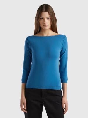 Zdjęcie produktu Benetton, 100% Cotton Boat Neck Sweater, size M, Blue, Women United Colors of Benetton