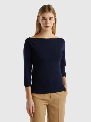Zdjęcie produktu Benetton, 100% Cotton Boat Neck Sweater, size M, Dark Blue, Women United Colors of Benetton