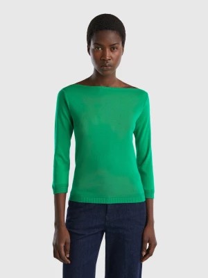 Zdjęcie produktu Benetton, 100% Cotton Boat Neck Sweater, size M, Green, Women United Colors of Benetton