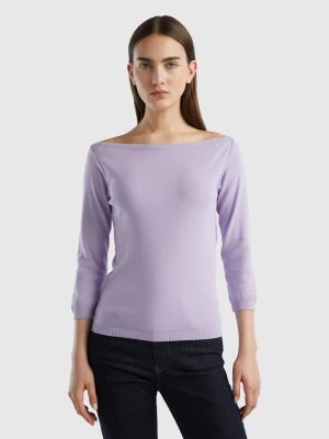 Zdjęcie produktu Benetton, 100% Cotton Boat Neck Sweater, size M, Lilac, Women United Colors of Benetton