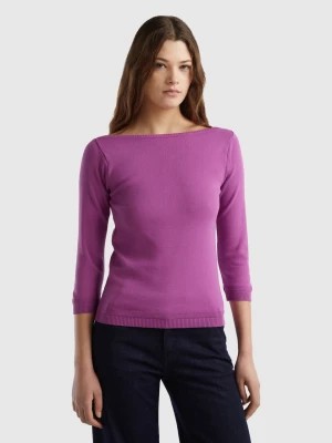 Zdjęcie produktu Benetton, 100% Cotton Boat Neck Sweater, size M, Violet, Women United Colors of Benetton