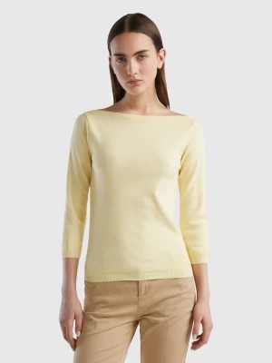 Zdjęcie produktu Benetton, 100% Cotton Boat Neck Sweater, size M, Yellow, Women United Colors of Benetton