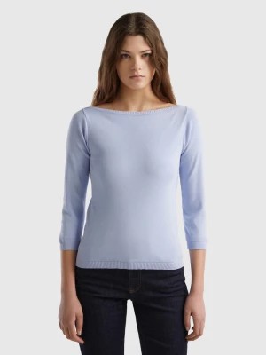 Zdjęcie produktu Benetton, 100% Cotton Boat Neck Sweater, size S, Sky Blue, Women United Colors of Benetton