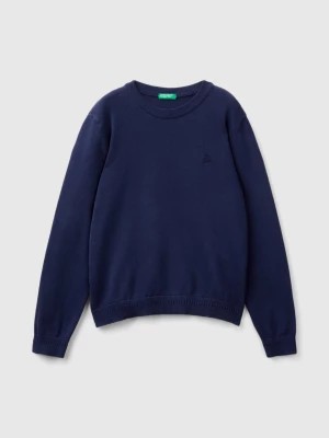 Zdjęcie produktu Benetton, 100% Cotton Crew Neck Sweater, size S, Dark Blue, Kids United Colors of Benetton