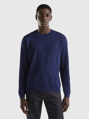 Zdjęcie produktu Benetton, 100% Cotton Crew Neck Sweater, size XS, Dark Blue, Men United Colors of Benetton