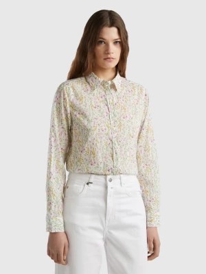 Zdjęcie produktu Benetton, 100% Cotton Patterned Shirt, size L, White, Women United Colors of Benetton