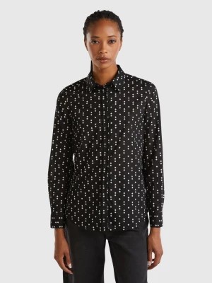 Zdjęcie produktu Benetton, 100% Cotton Patterned Shirt, size M, Black, Women United Colors of Benetton