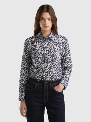 Zdjęcie produktu Benetton, 100% Cotton Patterned Shirt, size S, Blue, Women United Colors of Benetton