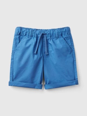 Zdjęcie produktu Benetton, 100% Cotton Shorts With Drawstring, size 116, Blue, Kids United Colors of Benetton