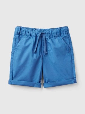 Zdjęcie produktu Benetton, 100% Cotton Shorts With Drawstring, size 90, Blue, Kids United Colors of Benetton