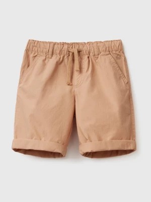 Zdjęcie produktu Benetton, 100% Cotton Shorts With Drawstring, size 98, Camel, Kids United Colors of Benetton