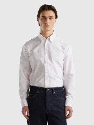 Zdjęcie produktu Benetton, 100% Cotton Striped Shirt, size S, White, Men United Colors of Benetton