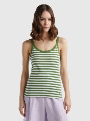Zdjęcie produktu Benetton, 100% Cotton Striped Tank Top, size L, Military Green, Women United Colors of Benetton