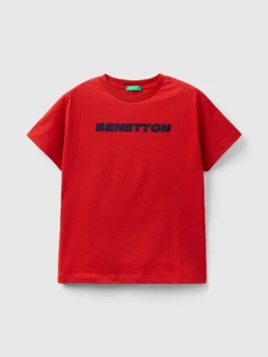Zdjęcie produktu Benetton, 100% Cotton T-shirt With Logo, size 2XL, Brick Red, Kids United Colors of Benetton