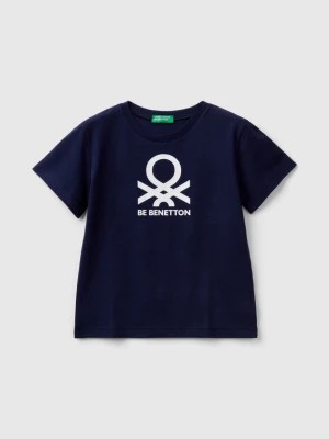 Zdjęcie produktu Benetton, 100% Cotton T-shirt With Logo, size 82, Dark Blue, Kids United Colors of Benetton