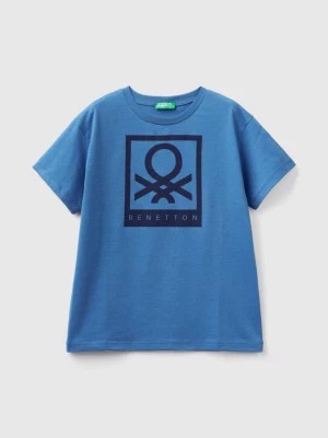 Zdjęcie produktu Benetton, 100% Cotton T-shirt With Logo, size M, Blue, Kids United Colors of Benetton